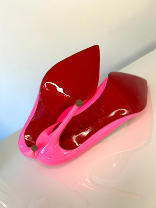 Christian Louboutin Pigalle Follies 100 Shocking Pink Patent Leather Heels 36 UK3