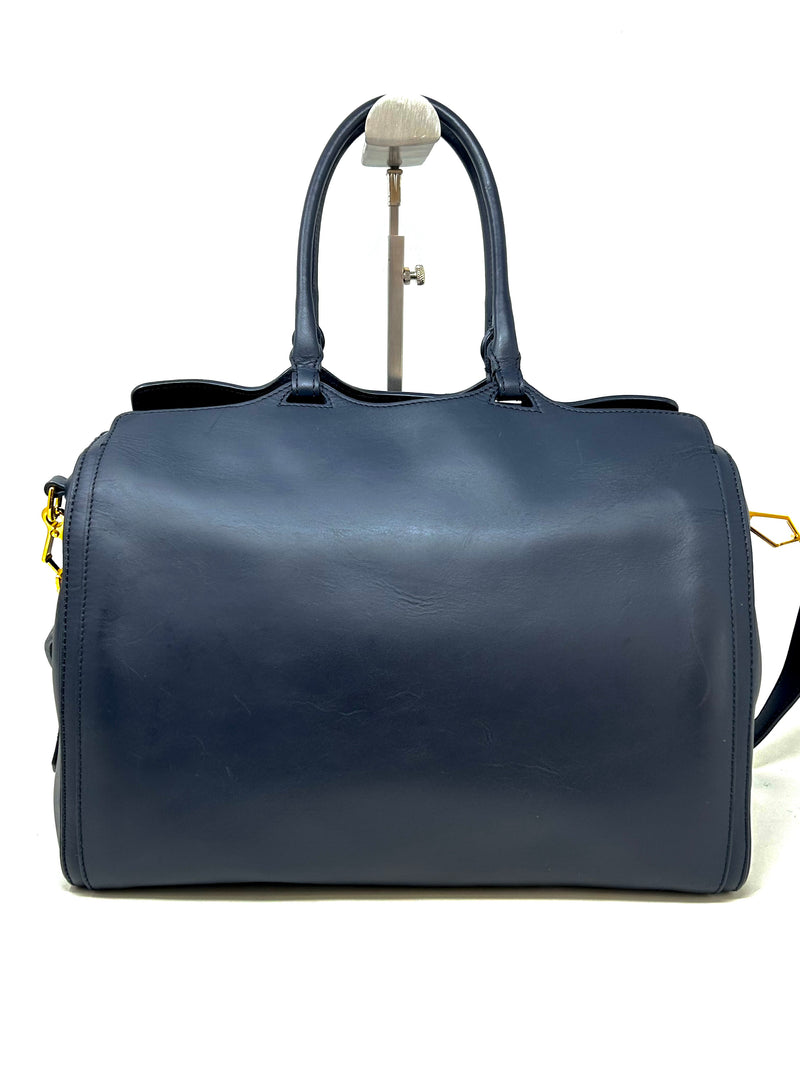 Georgio Armani Dark Navy Leather Tote Bag