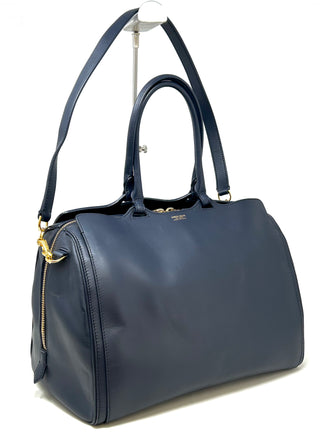 Georgio Armani Dark Navy Leather Tote Bag