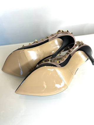 Valentino Garavani Rockstud 100 Black Patent Heels 38 UK5