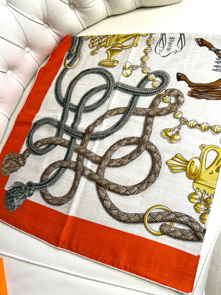 Hermes Palefroi Cashmere Silk Shawl 140