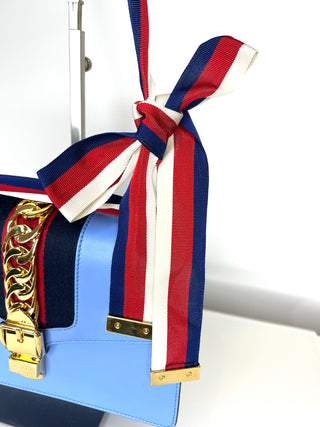Gucci Sylvie Light Blue Leather  Shoulder Bag