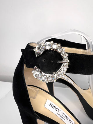 Jimmy Choo Mionne 120 Black Suede Platform Sandals 40 UK7