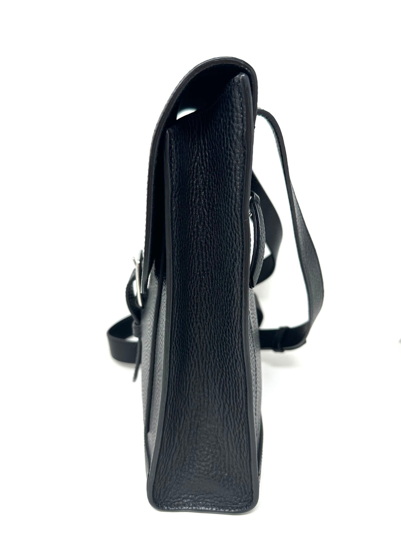 Chiltern Messenger Backpack in Black Grain Leather