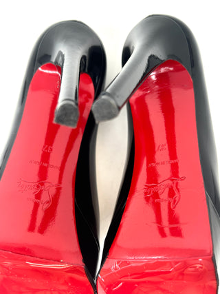 Christian Louboutin Bianca 120 Black Patent Leather Platform Pump Heels 37 UK 4