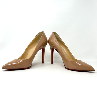 Christian Louboutin Pigalle 100 Nude Patent Leather Pump Heels 39.5 UK 6.5