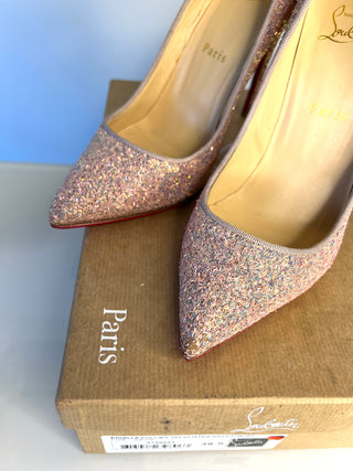 Christian Louboutin Pigalle Follies 100 Glitter Jupon Heels 38.5 UK5.5