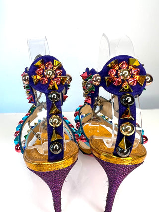 Christian Louboutin Kaleikita 100 Studded Lace-Up Sandals 38 UK5