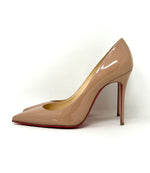 Christian Louboutin Decollete 554 100 Nude Patent Leather Pump Heels 38 UK 5