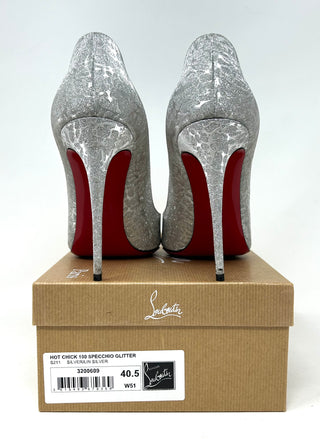 Christian Louboutin Silver Glitter Pump Heels 