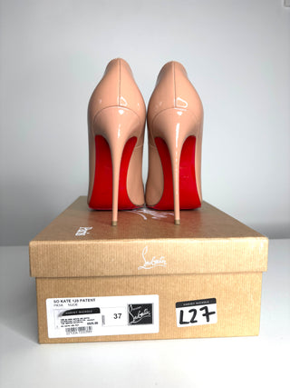 Christian Louboutin So Kate 120 Nude Patent Heels 37 UK4