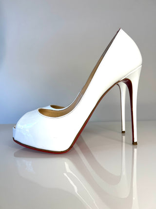 Christian Louboutin New Very Privé 120 White Patent Leather Heels – Size 37 / UK 4