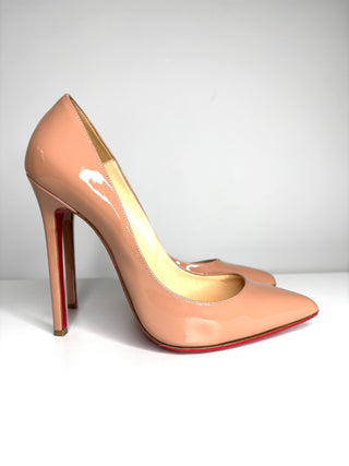 Christian Louboutin Pigalle 120 Nude Patent Heels 39.5 UK6.5