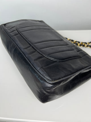 Vintage Chanel Black Vertical Quilted Jumbo Flap – Gold-Plated Hardware Shoulder Bag