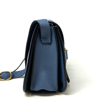 Gucci Bright Brit Blue Grained Leather Shoulder Bag