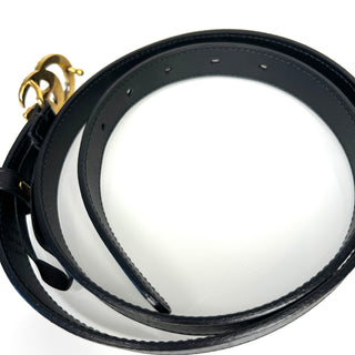 Gucci Marmont GG Pearl Black Leather Slim Belt