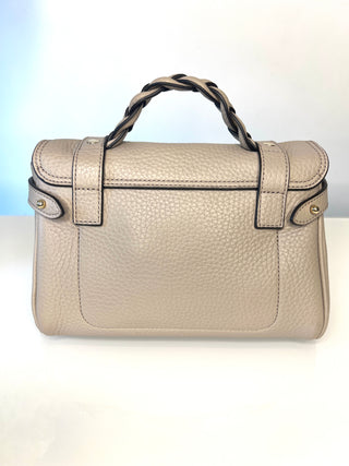 Mulberry Mini Alexa Cashmere Taupe Heavy Grain Leather Shoulder Bag