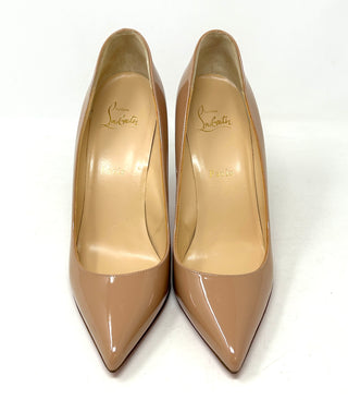 Christian Louboutin Pigalle 100 Nude Patent Leather Pump Heels 39.5 UK 6.5