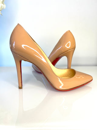 Christian Louboutin Pigalle 100 Nude Patent Leather Heels – Size 35.5 UK2.5