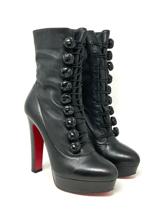 Christian Louboutin Black Leather Ankle Boots 