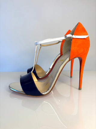 Christian Louboutin T-Strap 100 Heels Sandals 38 UK5