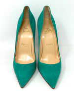 Christian Louboutin Blue Green Suede Leather Pump Heels 