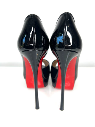 Christian Louboutin Predupeep 150 Black Patent Leather Platform Heels 37 UK4