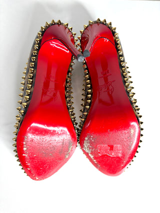 Christian Louboutin Dorispiky 100 Leop Patent Leather Heels 38.5 UK5.5