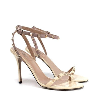 Valentino Garavani Rockstud Bone Patent Leather Sandals 38.5 UK5.5