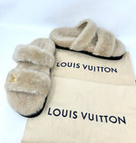 Louis Vuitton Nude Shearling Flat Mules