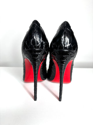 Christian Louboutin So Kate 120 Black Python Heels 39.5 UK6.5