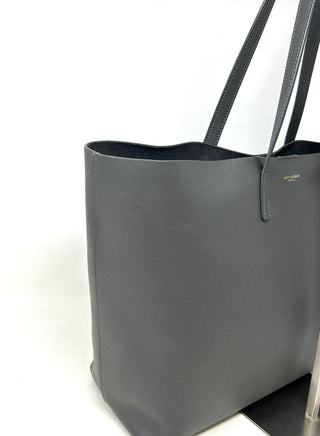 Saint Laurent East West Grained Grey Leather Shopping Tote Bag