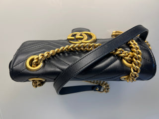 Gucci GG Marmont Small Black Leather Shoulder Bag