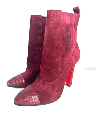 Christian Louboutin Me In The 90s 100 Burgundy Red Suede Ankle Boots – Size 40 / UK 7