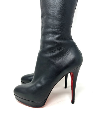 Christian Louboutin Alti Botte 120 Black Leather Knee High Platform Boots 38.5 UK 5.5