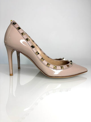 Valentino Garavani Rockstud Nude Patent Pumps Heels 37.5 UK4.5