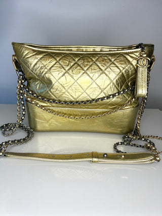 Chanelle Gabrielle metallic gold shoulder bag with chain strap