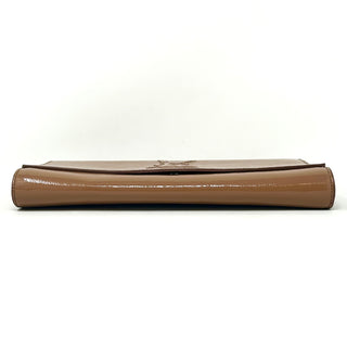 Yves Saint Laurent Camel Brown Patent Leather Clutch Bag