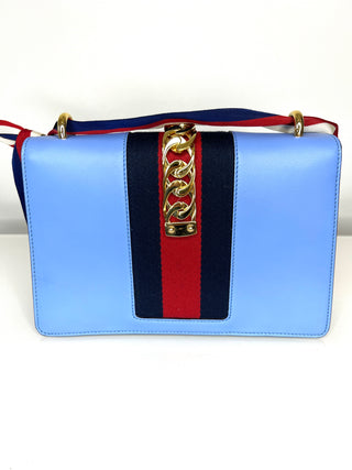 Gucci Sylvie Light Blue Leather  Shoulder Bag