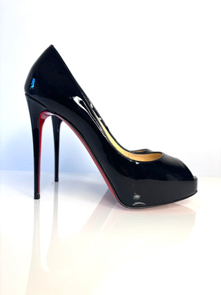 Christian Louboutin Preloved New Very Prive 120 Black Patent Platform Heels 38 UK5