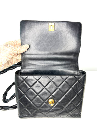 Vintage Chanel Black Quilted Leather Flap – Gold-Plated Hardware Cross-body Shoulder Bag