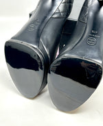 Chanel Black Leather Platform Block Heel Pumps 