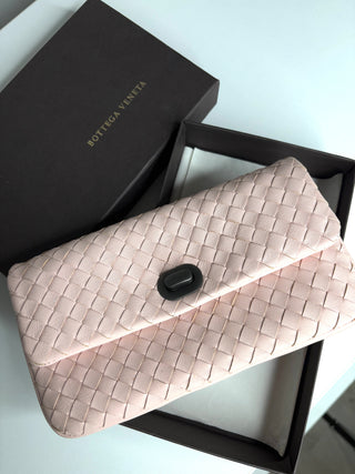 Bottega Veneta Intrecciato Leather Turnlock Pouch Clutch Bag