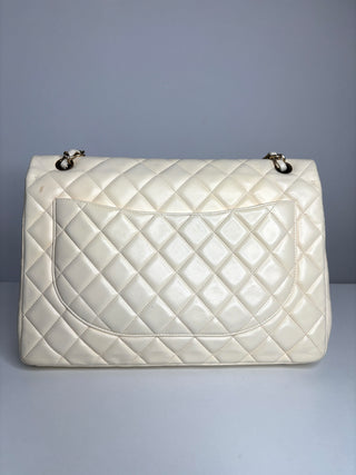 Chanel Classic Maxi Cream Calfskin Shoulder Flap Bag