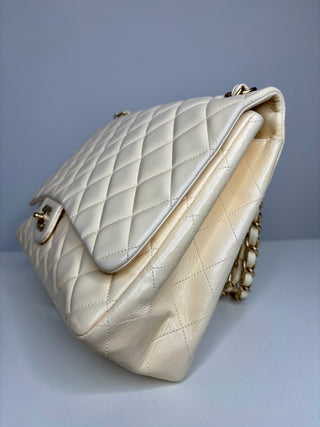 Chanel Classic Maxi Cream Calfskin Shoulder Flap Bag