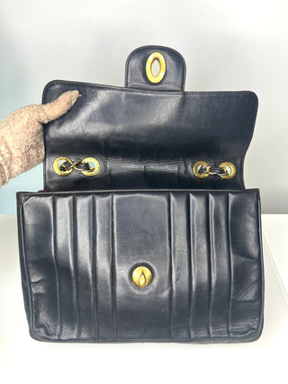Vintage Chanel Black Vertical Quilted Jumbo Flap – Gold-Plated Hardware Shoulder Bag