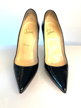Christian Louboutin So Kate 120 Black Patent Leather Heels 37.5 UK4.5