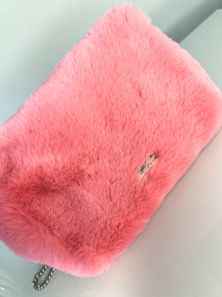 Jimmy Choo Madeline Candy Pink Faux-Fur Crystal Crossbody Bag