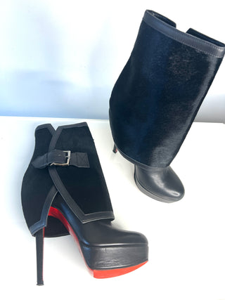 Christian Louboutin Armony 140 Black Leather Platform Heeled Boots – Size 36 / UK 3