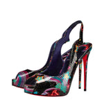 Christian Louboutin Black Multicolor Patent Leather Heels